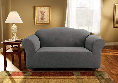 Sure Fit Simple Stretch Subway 1-Piece - Loveseat Slipcover - Gray (SF44603)