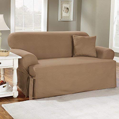 Sure Fit Duck Solid T-Cushion - Loveseat Slipcover - Linen (SF28613)