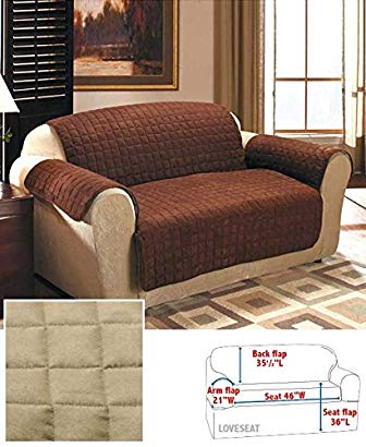 Quilted Sueded Stone Loveseat Cover