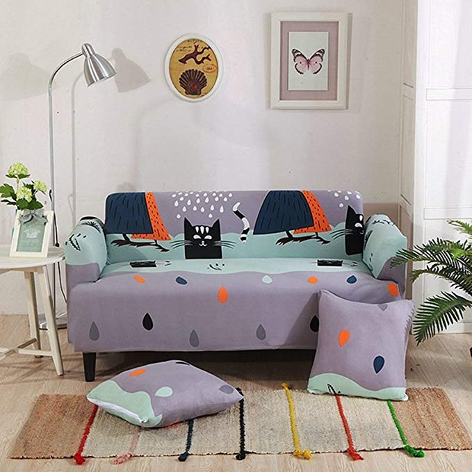 SKY-HAWK Home Dector Stripes Couch/Corner Sofa Slipcovers for Living Room Stretch Sectional Sofa Covers Flowers Furniture Case