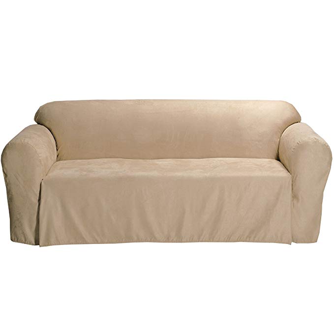 Classic Slipcovers Microsuede Solid Loveseat Drop Skirt Slipcover Chocolate