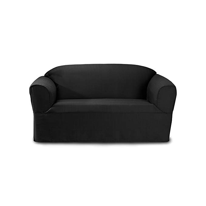 CoverWorks BAYVLOVECHAR1 Bayleigh Wrap Style Loveseat Slipcover, Charcoal