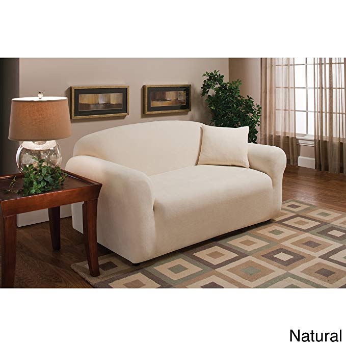 Stretch Microfleece Loveseat Slipcover Color: Natural