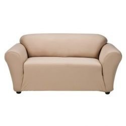 Home One Piece Stretch Loveseal Slipcover - Tan Twill