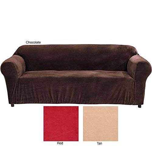 Classic Slipcovers Minicord Stretch Loveseat Tight Fit Solid Slipcover Red