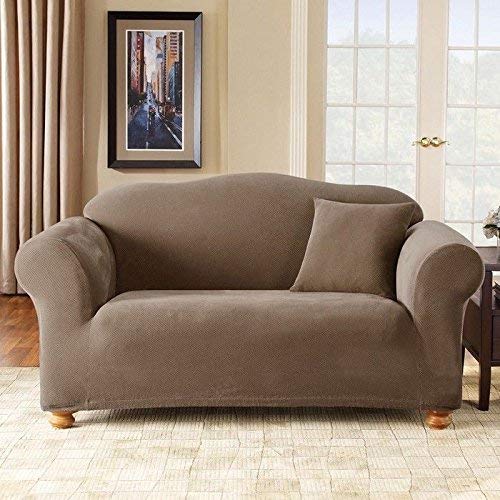 Stretch Pique Loveseat Slipcover Color: Taupe