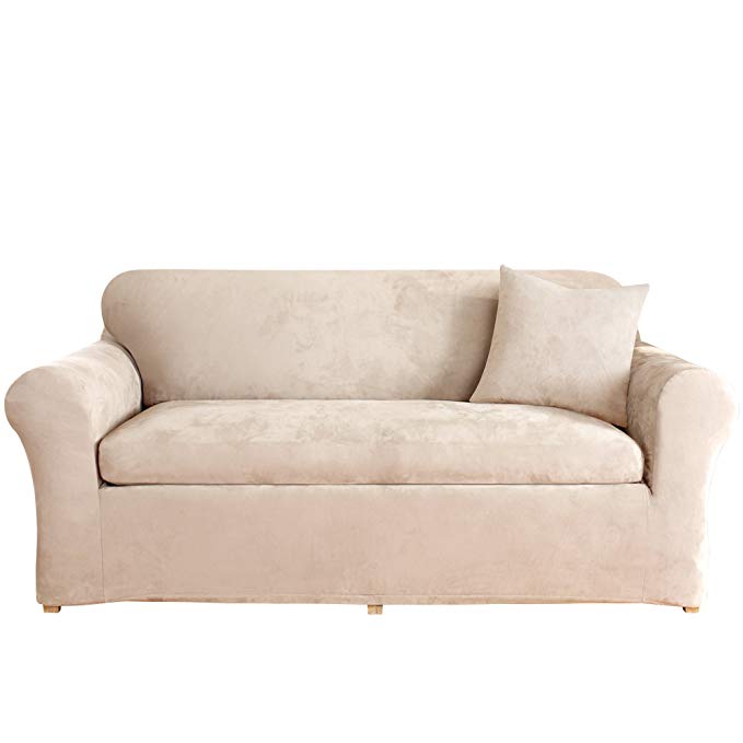 Sure Fit Stretch Suede - Loveseat Slipcover - Taupe (SF37607)