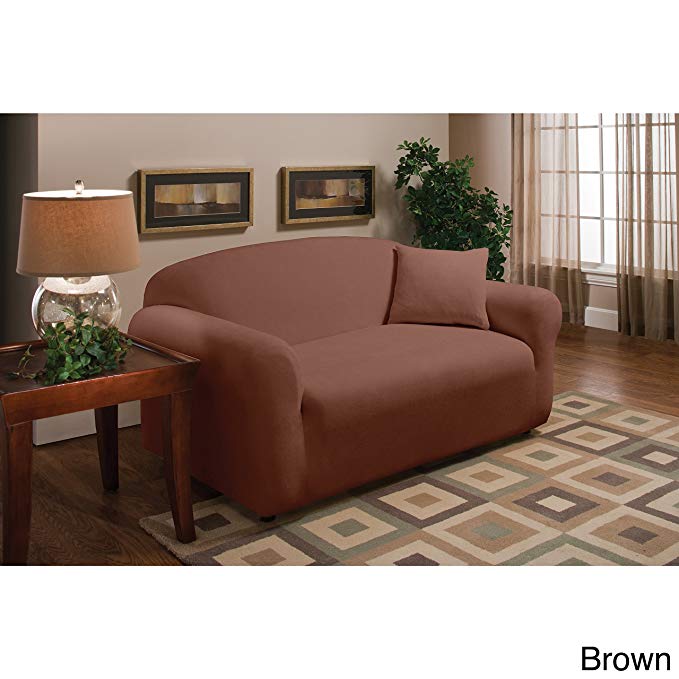 Stretch Microfleece Loveseat Slipcover Color: Brown