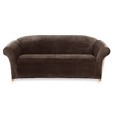Sure Fit One-piece Stretch Plush Loveseat Slipcover, BROWN