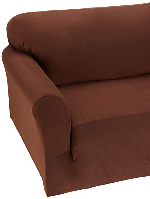 Elegance Linen Collection Luxury Soft Furniture Jersey STRETCH SLIPCOVER, Loveseat Chocolate