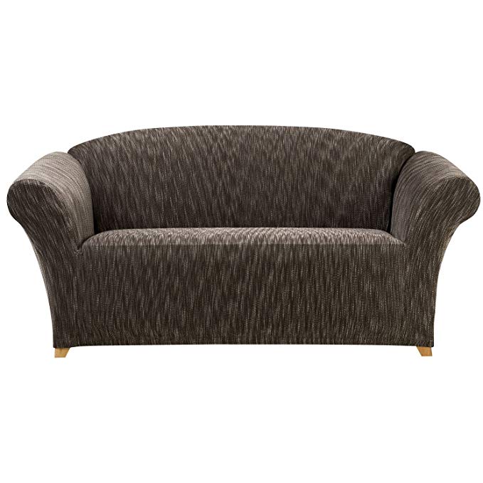 Surefit Sure Fit Stretch Space Dye 2-Piece - Loveseat Slipcover - Chocolate (SF41504)