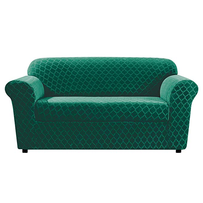 Sure Fit Stretch Grand Marrakesh Box Cushion Loveseat Slipcover - Emerald (SF46915)