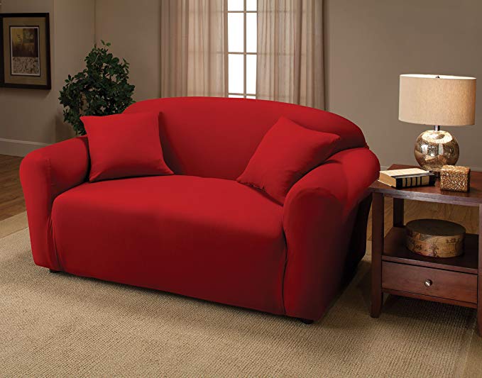 Jersey Stretch Furniture Slipcovers (Red, Loveseat)