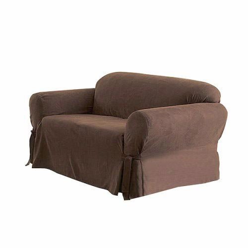 Soft Micro Suede Solid Chocolate Brown Loveseat Cover Slipcover