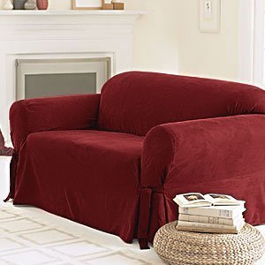 Sure Fit Soft Suede 1-Piece Loveseat Slipcover, Burgundy
