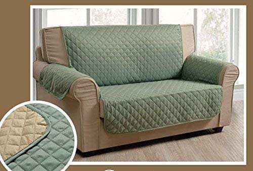 SUPER SPECIAL: Reversible Love Seat Cover (sage / taupe)