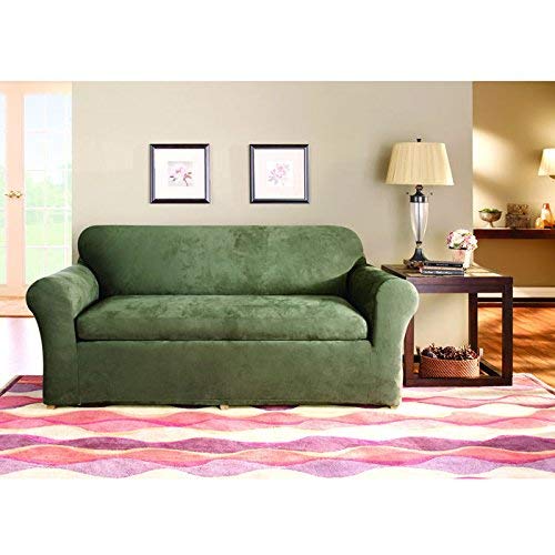 Sure Fit Stretch Suede Loveseat 3 Piece Bench Seat Slipcover