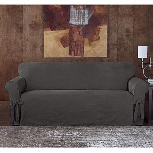 Sure Fit Suede Twill Loveseat Slipcover in Gray