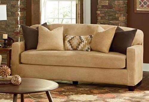 Stretch Leather Two Piece Loveseat Slipcover camel