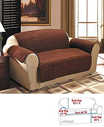 Quilted Sueded Chocolate Loveseat Cover