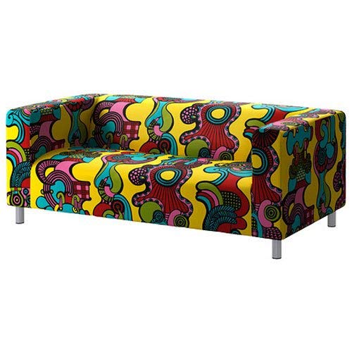 Loveseat Cover, Mollaryd Multicolor , (Cover Only), Fits Ikea Klippan Model Sofas, 100% Cotton