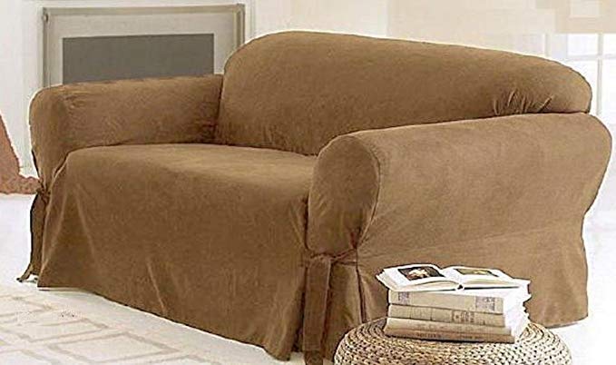 Legacy Decor 1 PC Furniture Slipcover for Loveseat, Soft Micro Suede. Tan Color