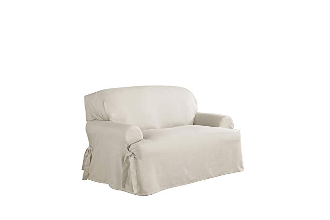 Serta 863076 Relaxed Fit Duck Slipcover T Loveseat, Parchment