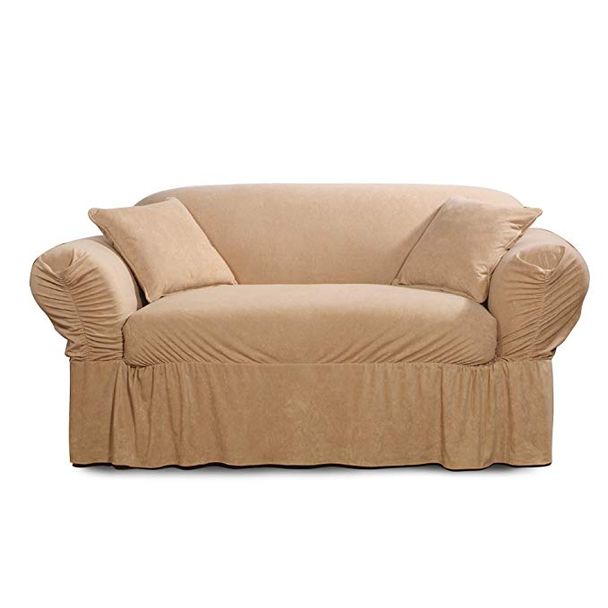 Sure Fit Faux Suede - Loveseat Slipcover - Taupe (SF38887)