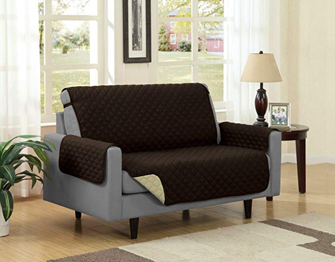 Kashi Home SC052376 Reversible Protector for Loveseat/Chair, Camel/Brown