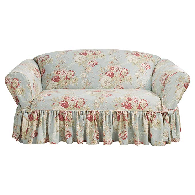 Sure Fit Ballad Bouquet by Waverly Slipcover (Robin's Egg, Box Cushion Loveseat)